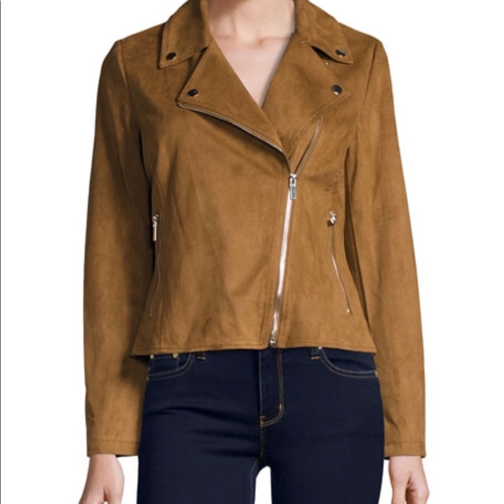 NWOT Faux Suede Brown Moto Jacket